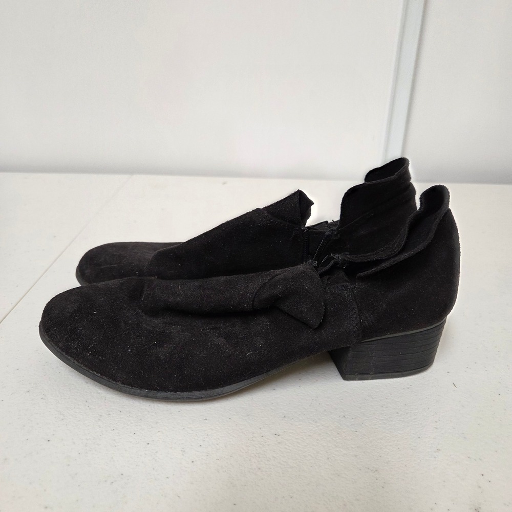 American Eagle Womens Black Faux Suede Low Block Heel Ankle Booties Size 9